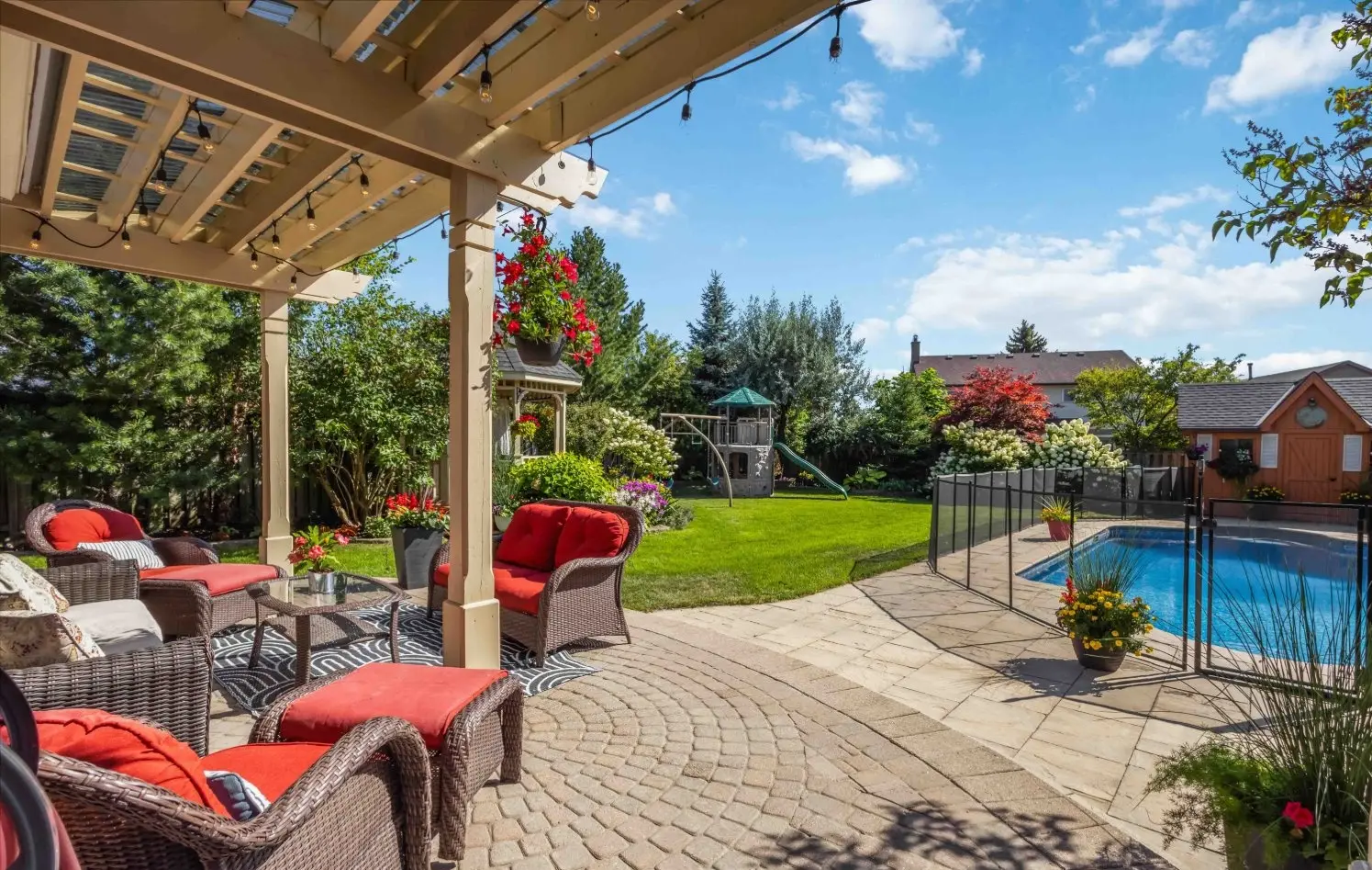 Backyard patio and pool